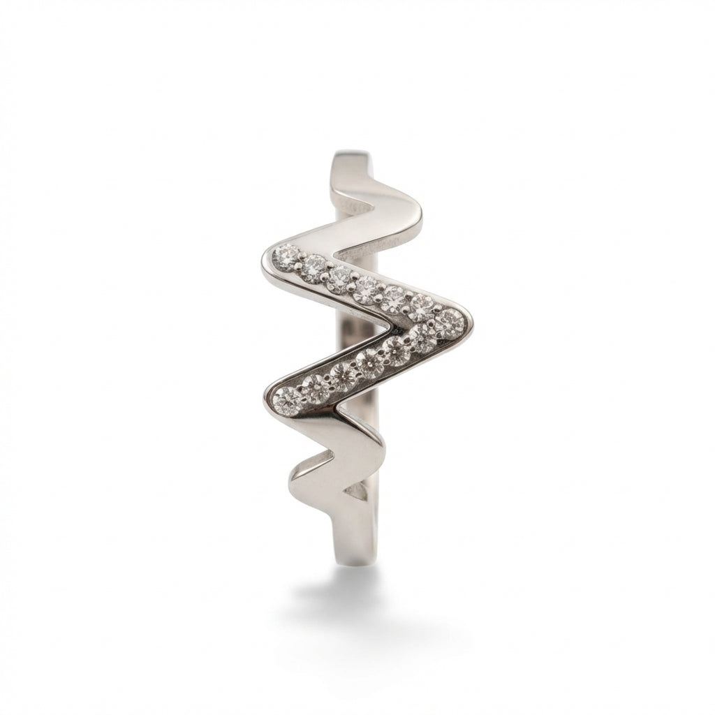 Inel Model zig-zag cu Zirconiu Cubic Oțel Inoxidabil Argintiu - IND1499 | Zelora