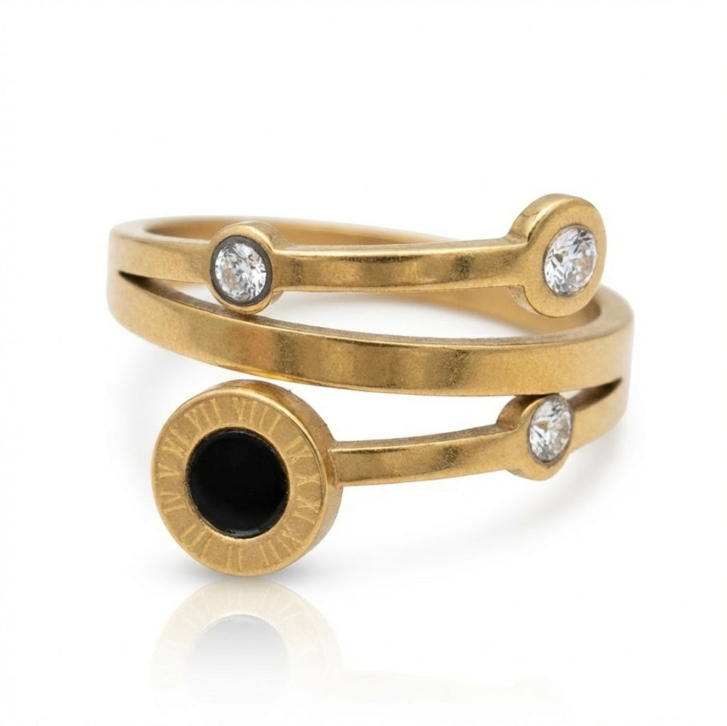 Inel Spirală, cifre romane, zirconiu Oțel Inoxidabil Auriu - Hipoalergenic