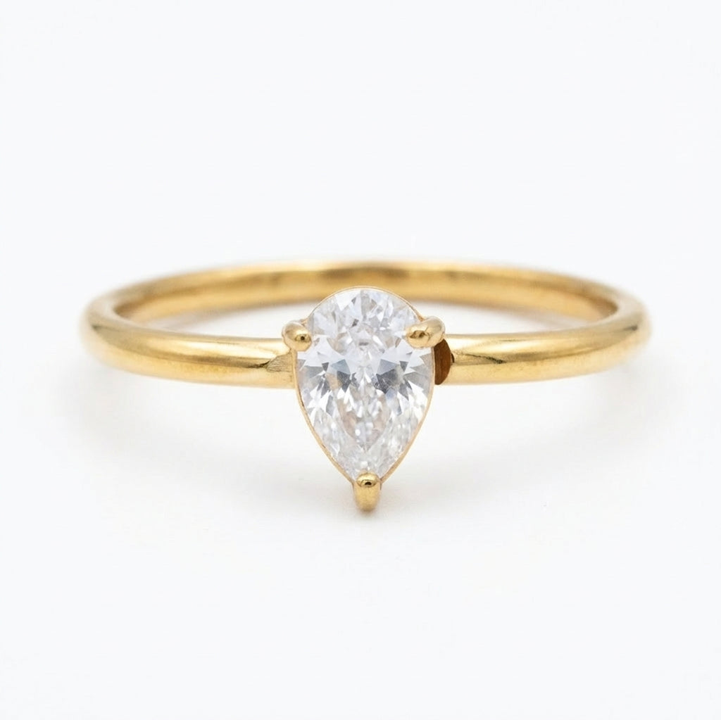 Inel zirconiu lacrimă Oțel Inoxidabil Auriu - Hipoalergenic