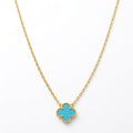 Lănțișor Inox Alhambra Auriu cu Pandantiv Turcoaz - Elegant-Colorat - Hipoalergenic
