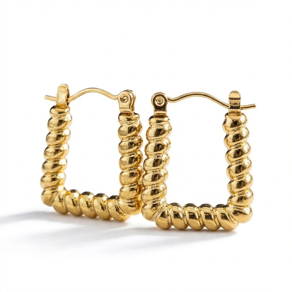 Cercei Creolă răsucită din Oțel Inoxidabil - Hipoalergenici