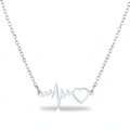 Lănțișor Inox cu Pandantiv Heartbeat Argintiu - Romantic - Hipoalergenic