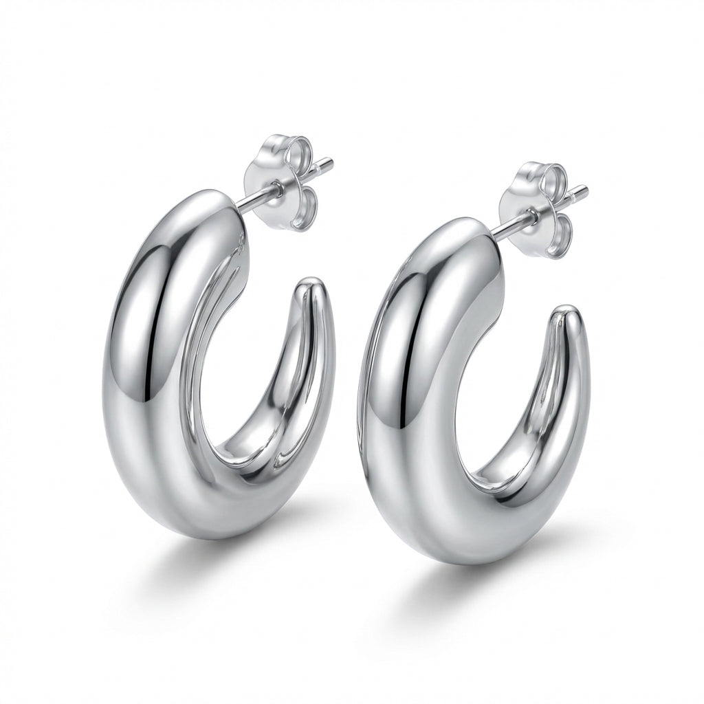 Cercei Creolă groasă deschisă din Oțel Inoxidabil - Hipoalergenici