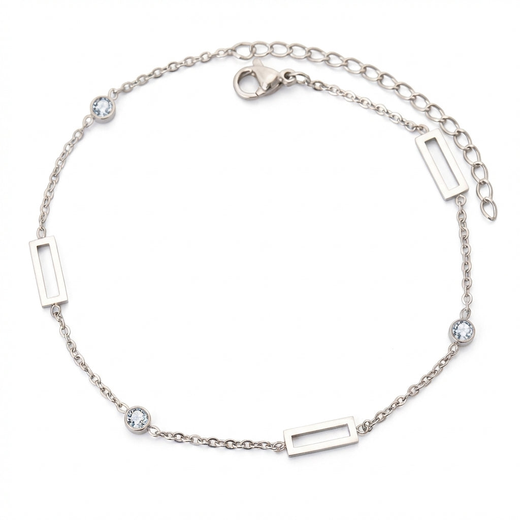 Brățară Geometric Zirconiu Oțel Inoxidabil 2mm – vedere laterală