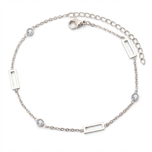 Brățară Geometric Zirconiu Oțel Inoxidabil 2mm – vedere laterală