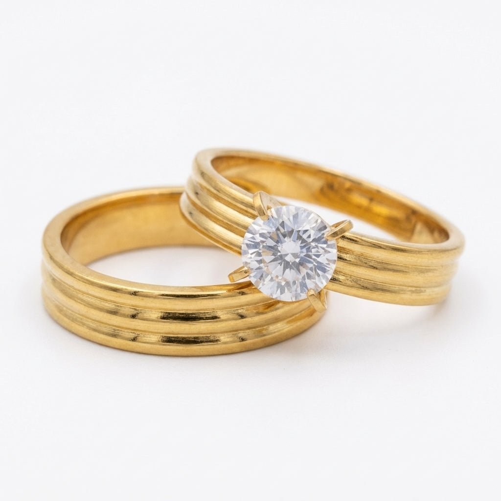 Set Inel de Logodnă și Verighetă Damă Oțel Inoxidabil - Hipoalergenic