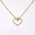 Lănțișor Inox Cable Auriu cu Pandantiv Inimă Deschisă și Cristal - Romantic - Hipoalergenic