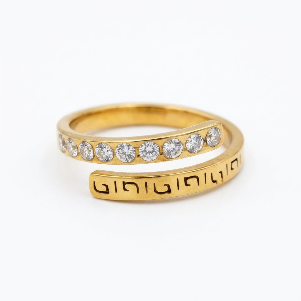 Inel Spirala, zirconiu, grecesc Oțel Inoxidabil Auriu - Hipoalergenic