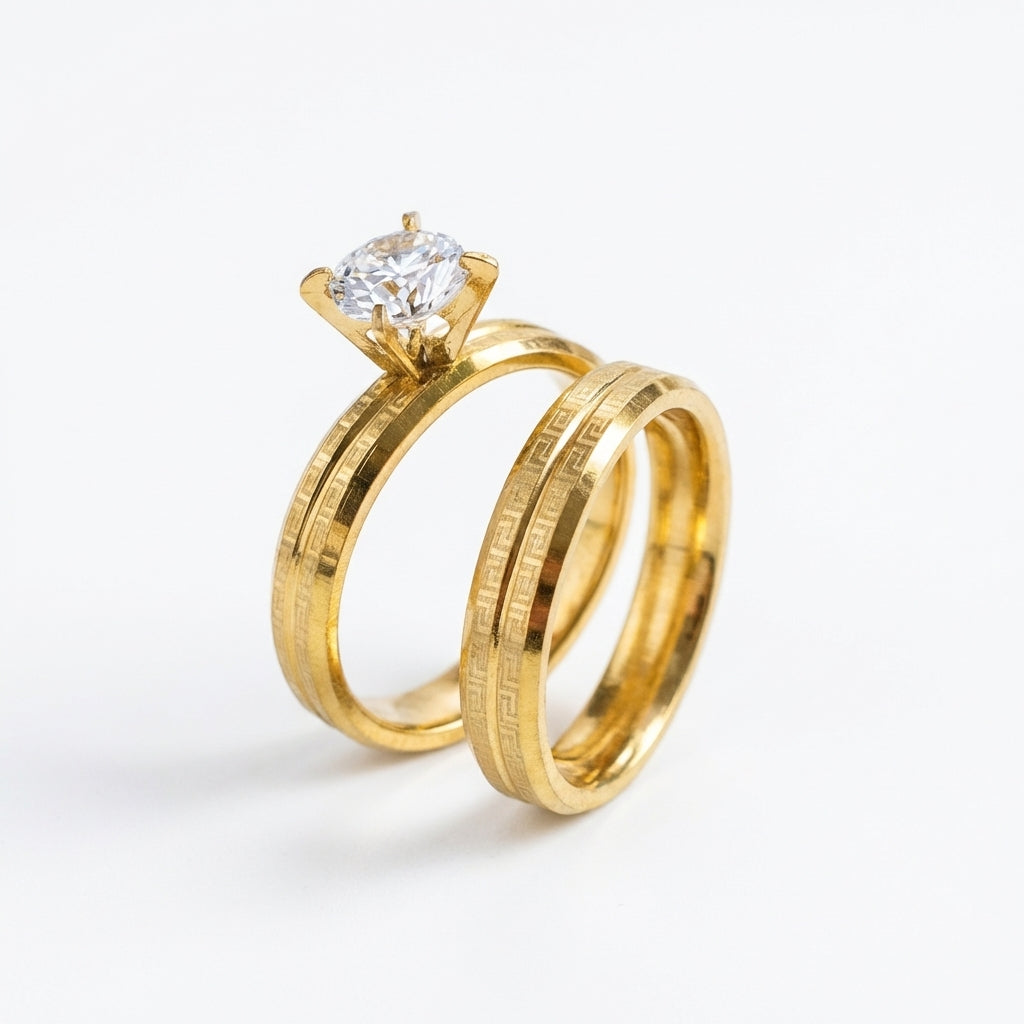 Inel Auriu, cu model grecesc Oțel Inoxidabil Auriu - Hipoalergenic