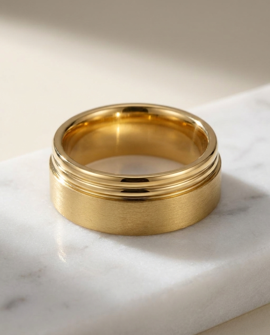Inel aur mat, lucios Oțel Inoxidabil Auriu - Hipoalergenic