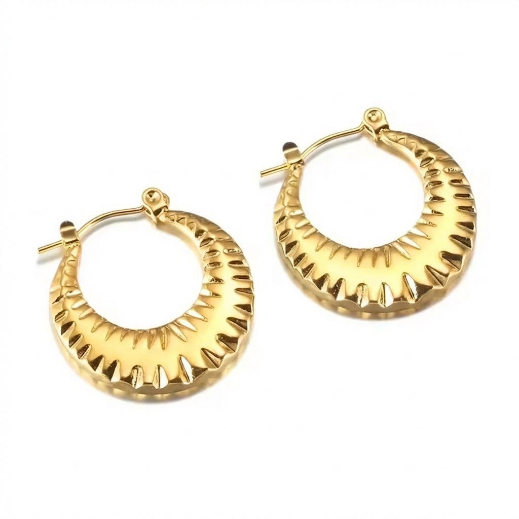 Cercei Creolă texturată Oțel Inoxidabil 2.3 cm - Hipoalergenici