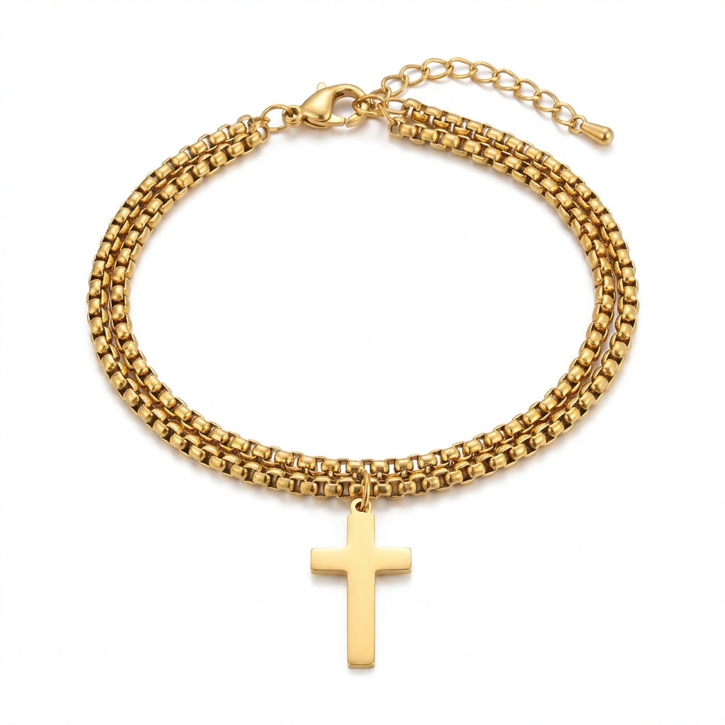 Brățară Cruce Elegantă Oțel Inoxidabil 19.5cm - Hipoalergenică - BF839