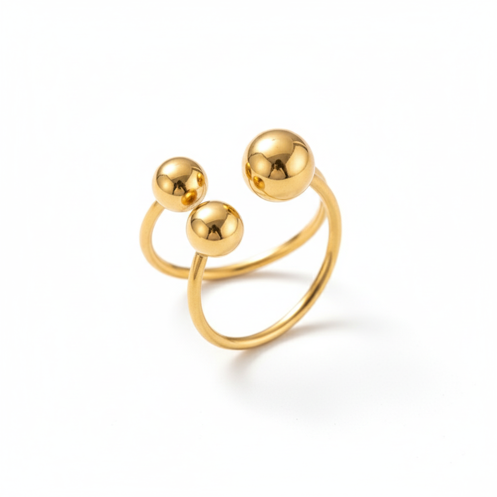 Inel trei sfere Oțel Inoxidabil Auriu - Hipoalergenic