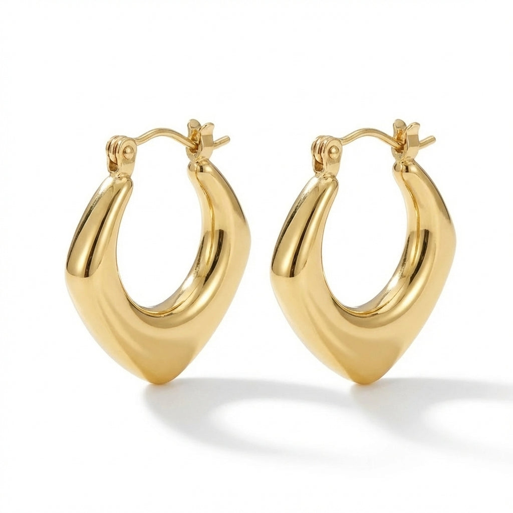 Cercei Creolă geometrică bombată din Oțel Inoxidabil - Hipoalergenici - CM1887