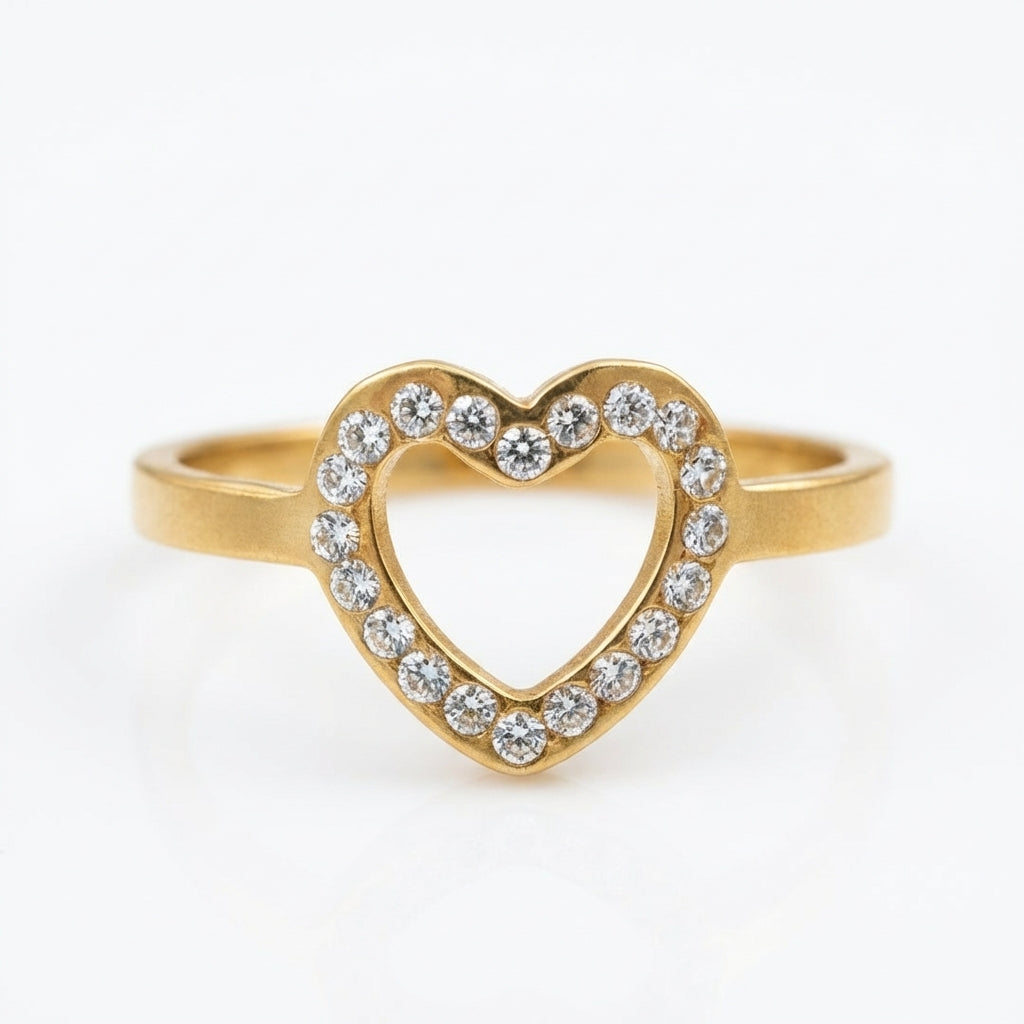 Inel Inimă decupată zirconiu Oțel Inoxidabil Auriu - Hipoalergenic