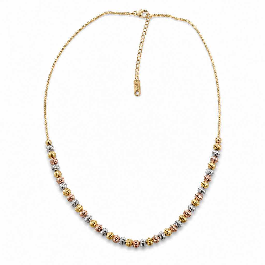 Colier Inox Bile Tricolor Auriu-Argintiu-Rose Gold - Clasic - Hipoalergenic Placat Aur Roz 18K PVD - LPD1524