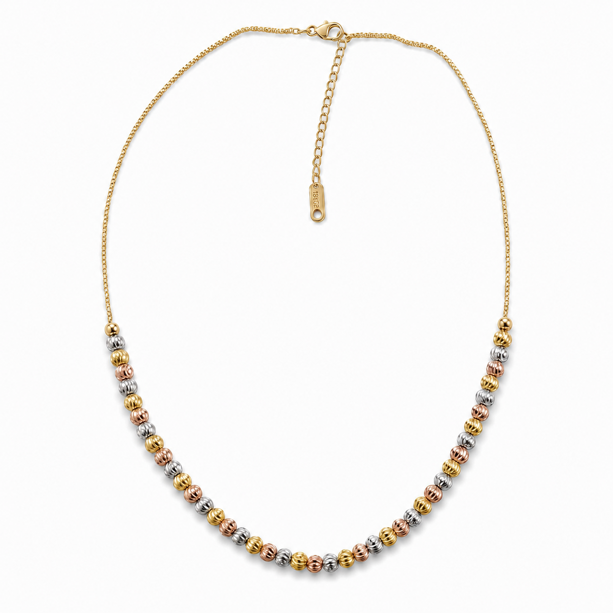 Colier Inox Bile Tricolor Auriu-Argintiu-Rose Gold - Clasic - Hipoalergenic Placat Aur Roz 18K PVD - LPD1524