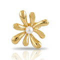 Inel Floare cu perlă cu Zirconiu Cubic Oțel Inoxidabil Placat Aur 18K PVD - Hipoalergenic - IND1621