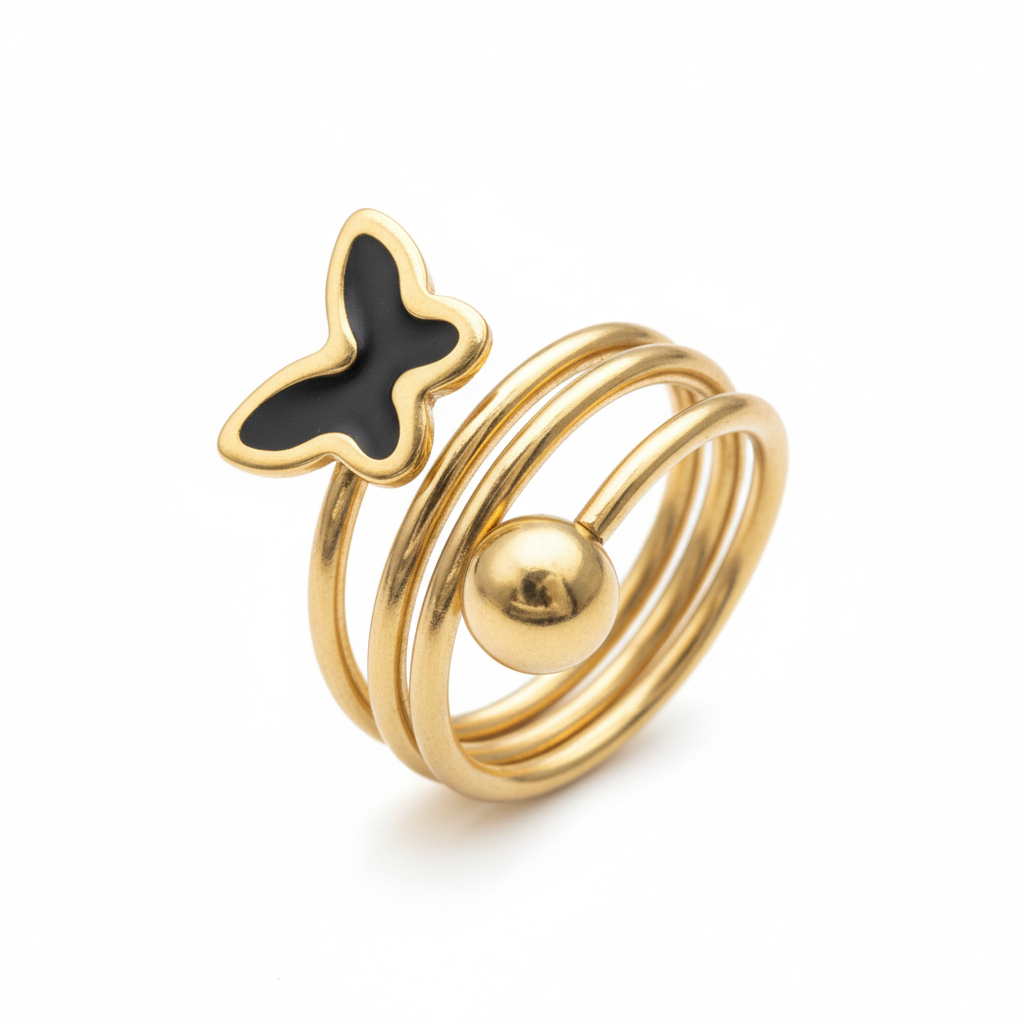 Inel Fluture, spirală, bilă Oțel Inoxidabil Auriu - Hipoalergenic