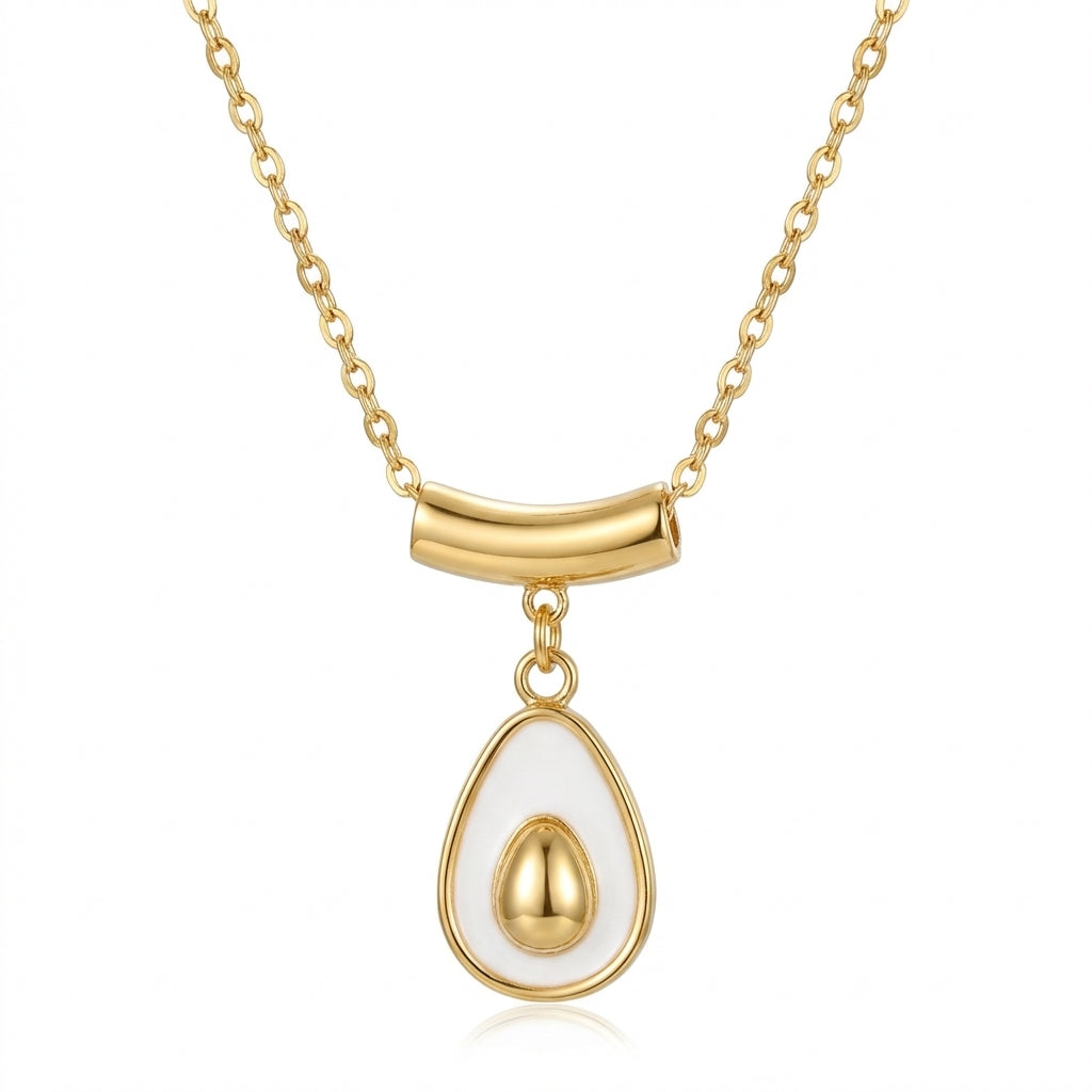 Lănțișor Inox Cable Auriu cu Pandantiv Avocado - Trendy - Hipoalergenic