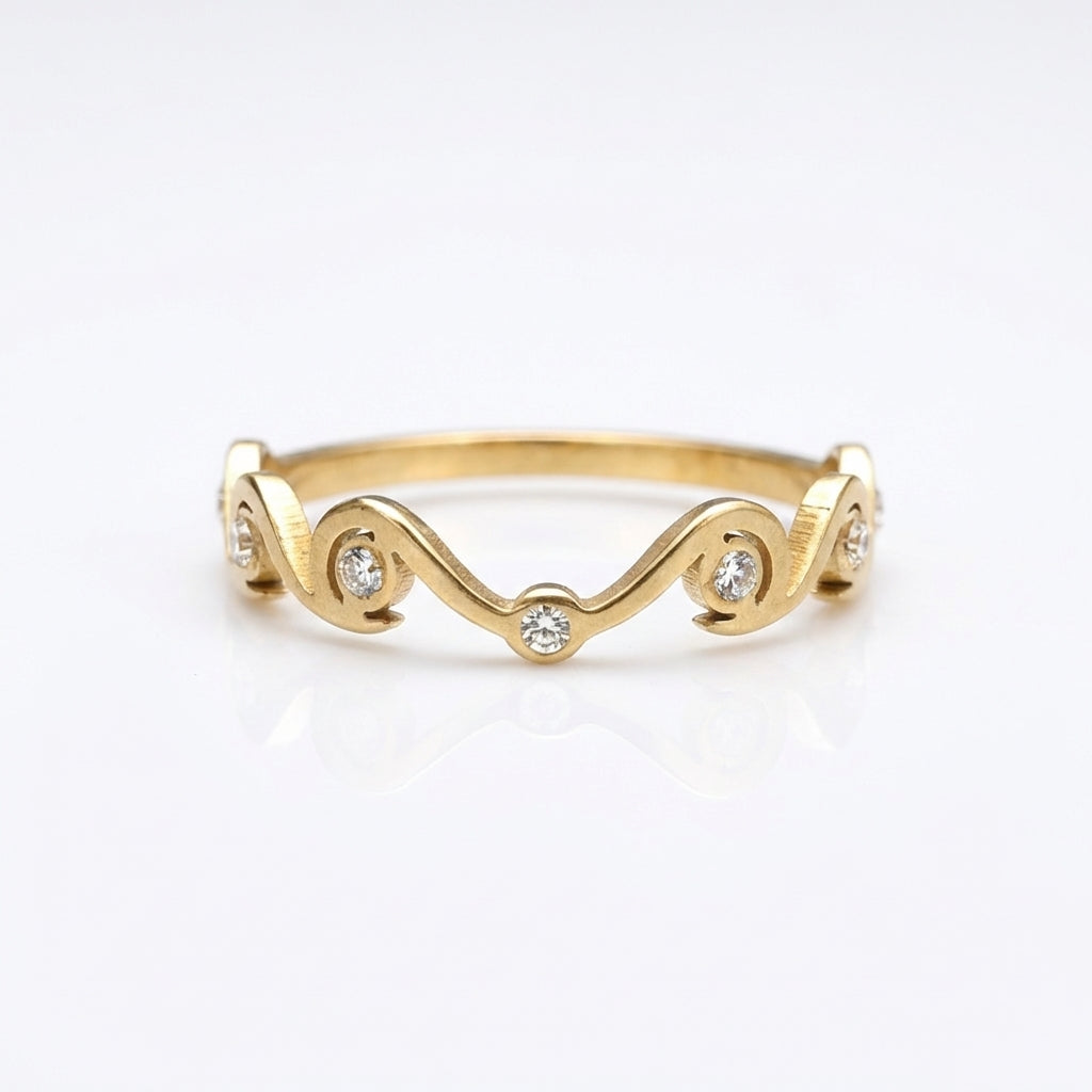 Inel Valuri cu zirconiu Oțel Inoxidabil Auriu - Hipoalergenic