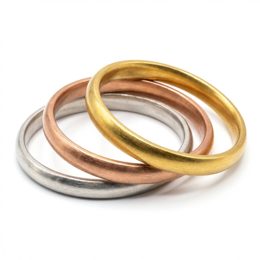 Set 3 Inele Oțel Inoxidabil Auriu Argintiu Roz - Hipoalergenic
