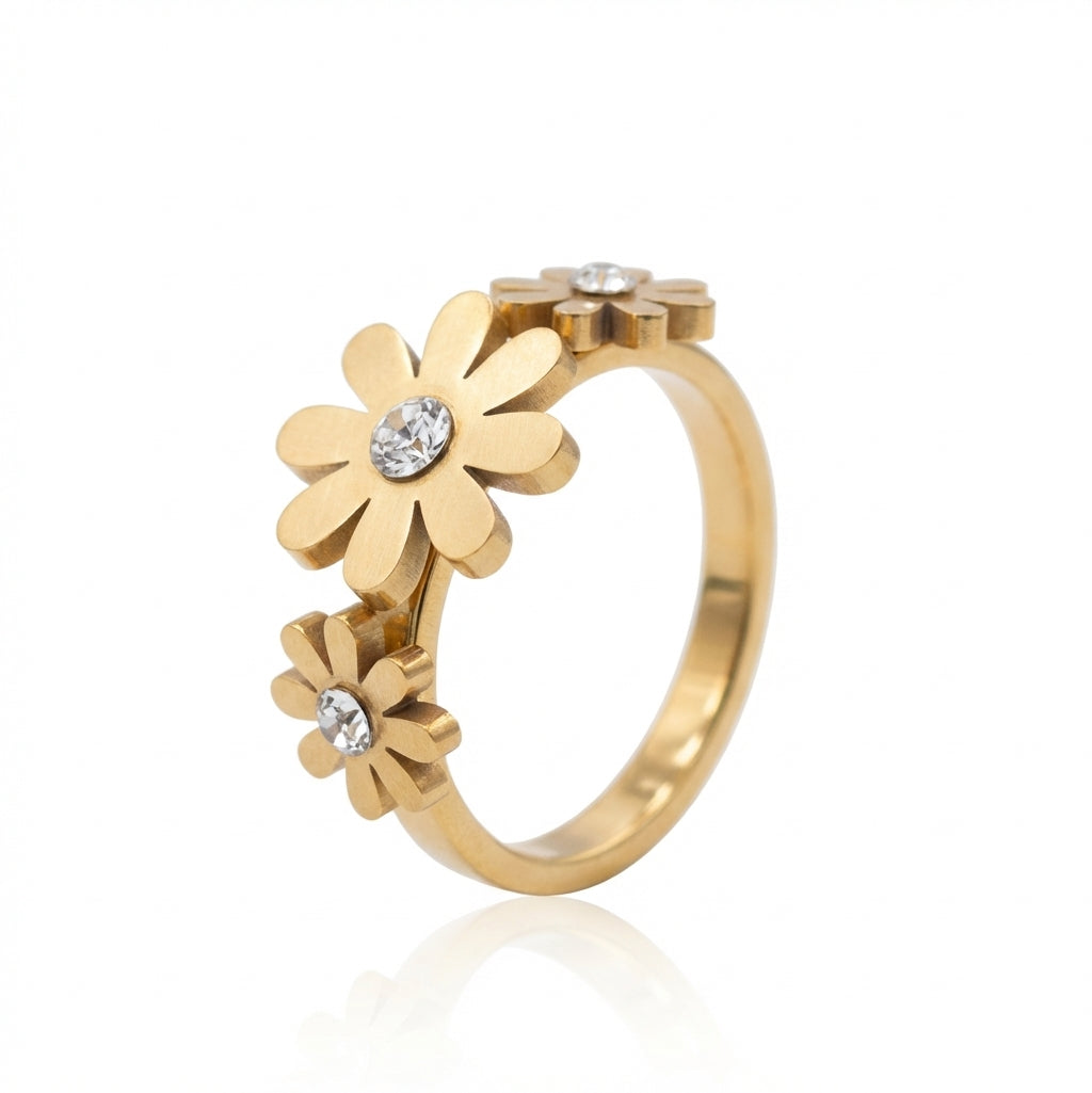 Inel flori zirconiu Oțel Inoxidabil Auriu - Hipoalergenic