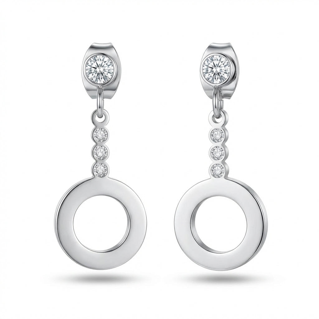 Cercei Cerc cu diamante Oțel Inoxidabil 2.5 cm - Hipoalergenici