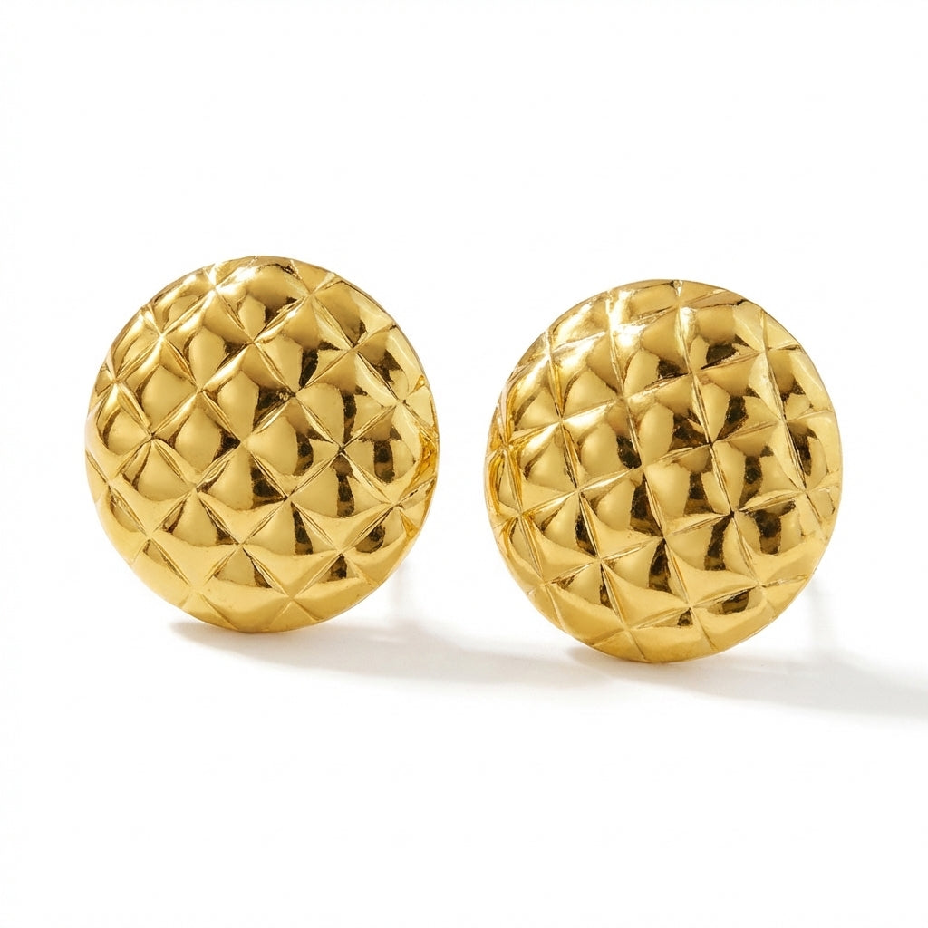 Cercei Disc matlasat Oțel Inoxidabil 2.4 cm - Hipoalergenici