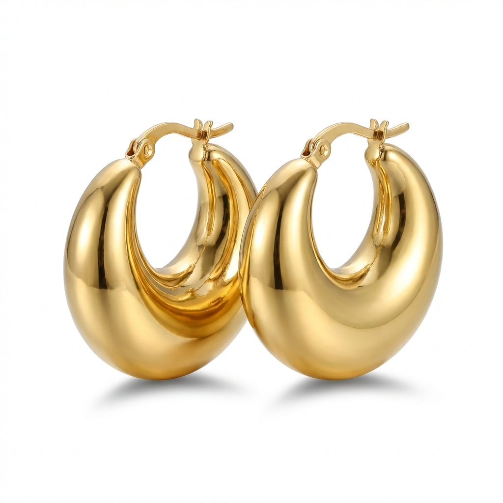 Cercei Creolă bombată din Oțel Inoxidabil - Hipoalergenici - CM1878