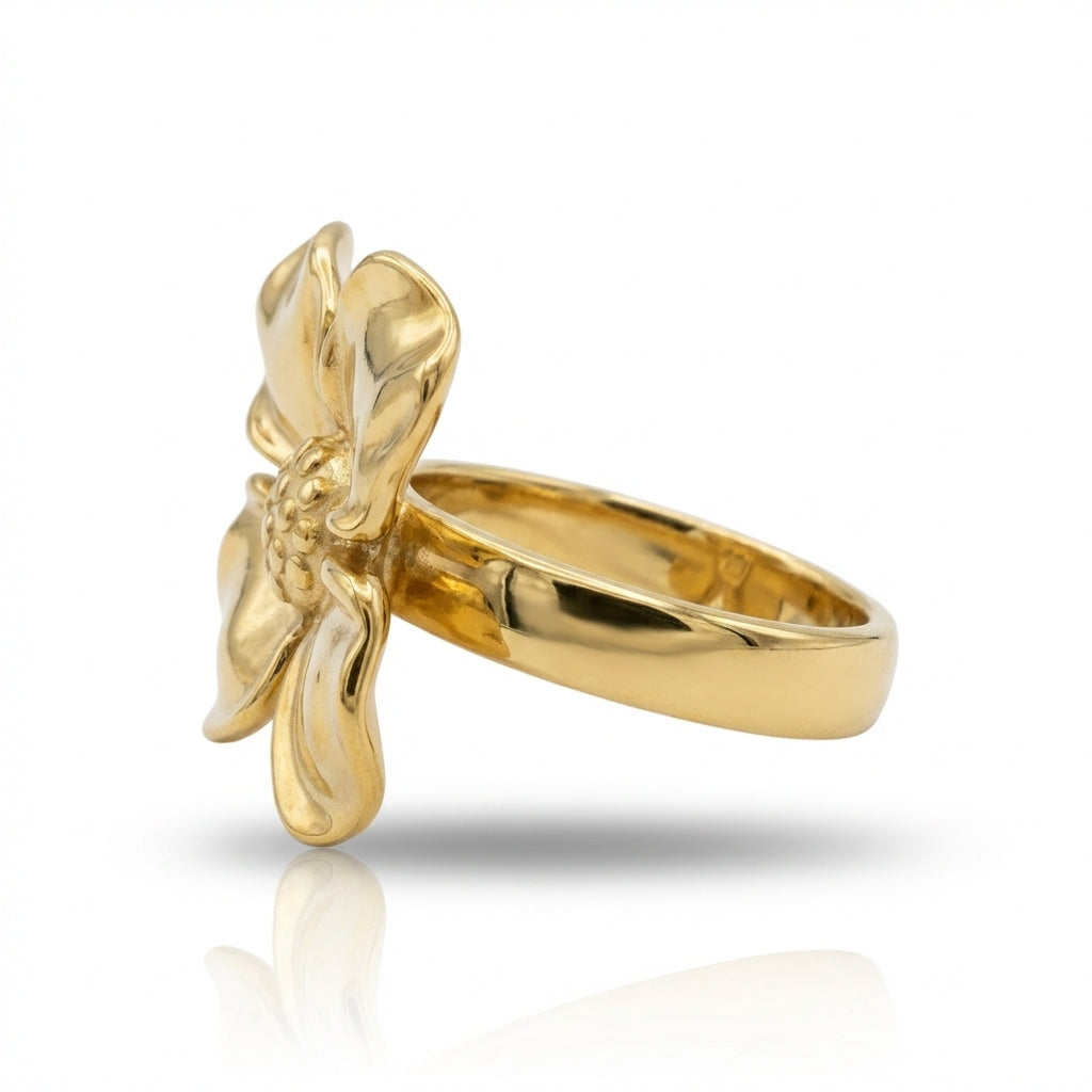 Inel Floare mare Oțel Inoxidabil Placat Aur 18K PVD - Hipoalergenic - IND1600