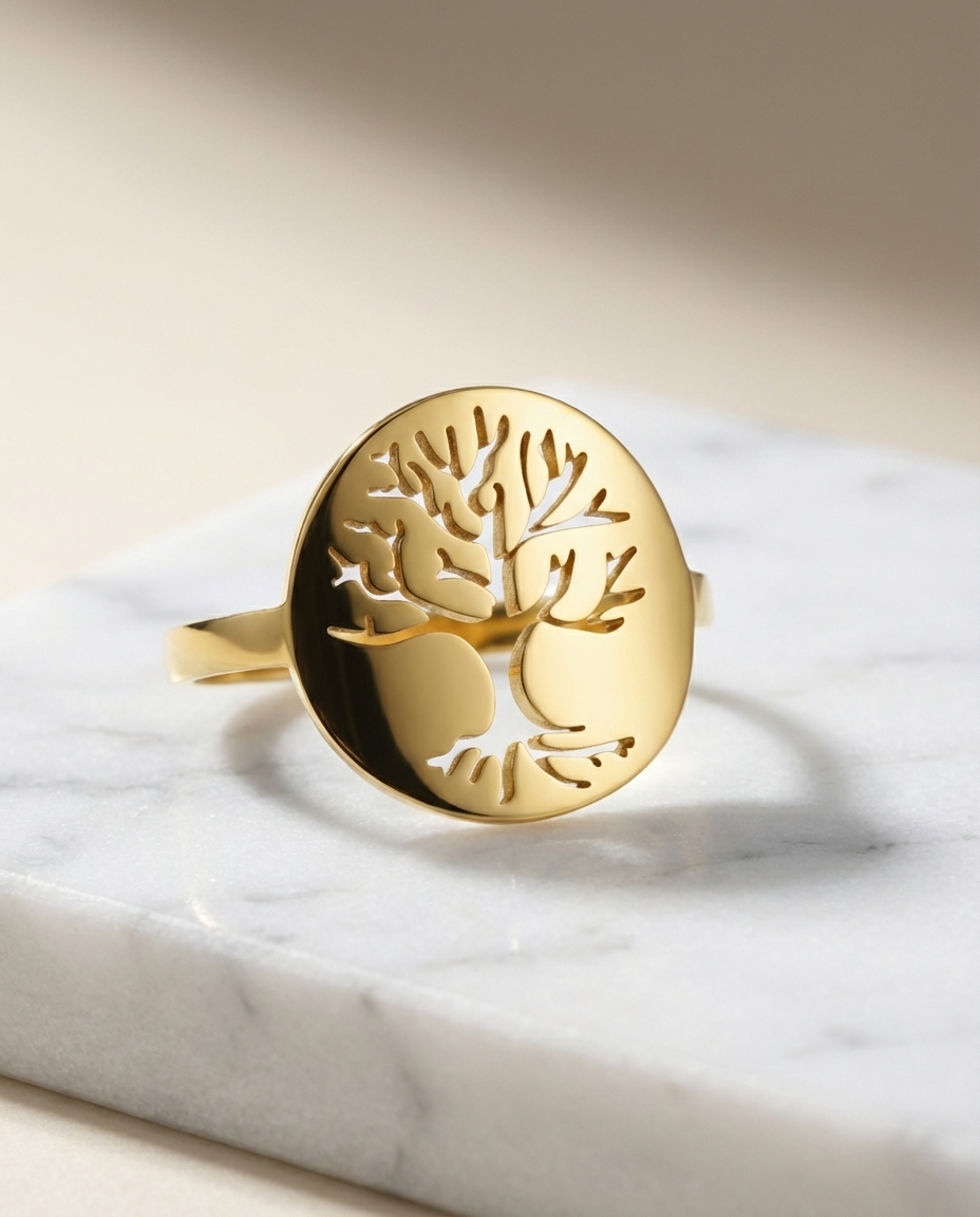 Inel Arborele vieții Oțel Inoxidabil Auriu - Hipoalergenic