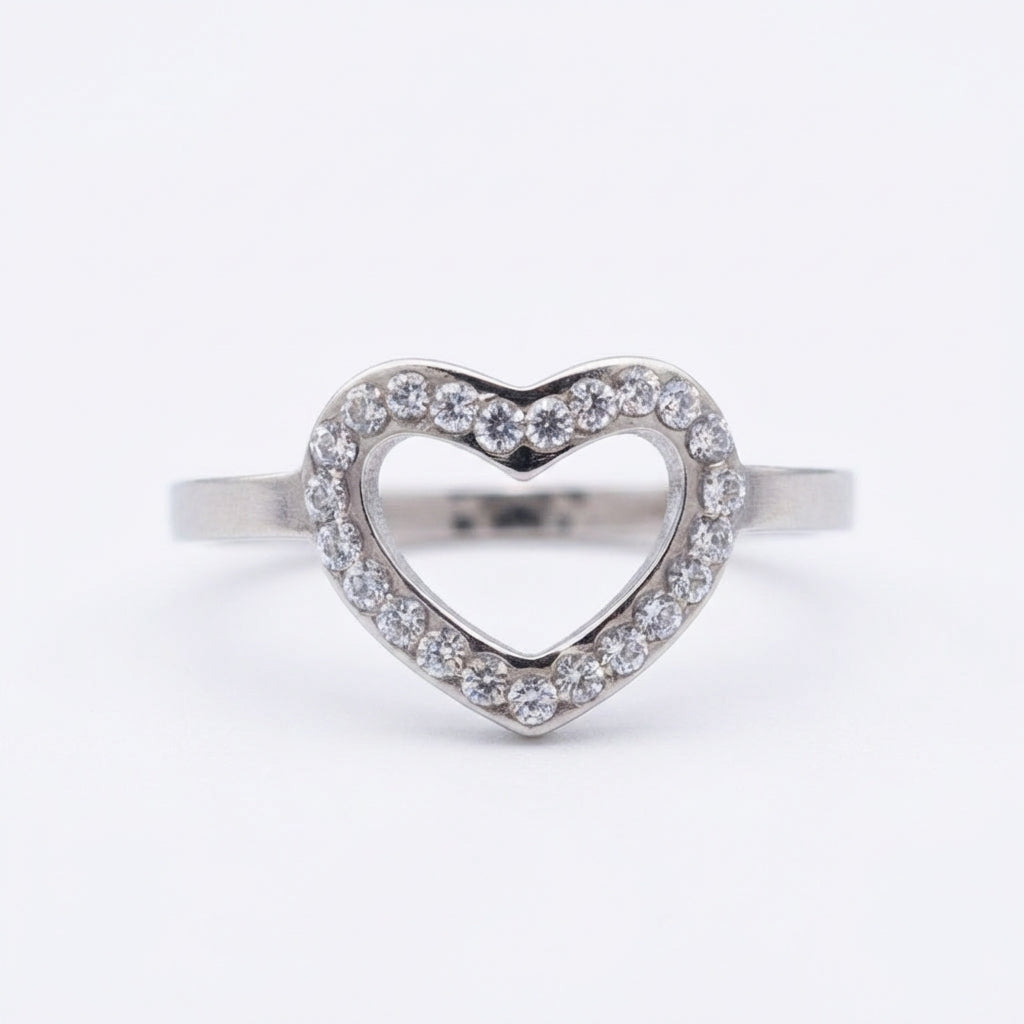 Inel Inimă decupată zirconiu Oțel Inoxidabil Argintiu - Hipoalergenic