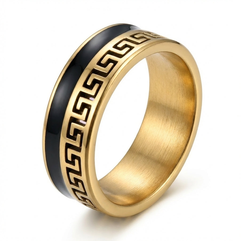 Inel Auriu, negru, grecesc Oțel Inoxidabil Auriu - Hipoalergenic