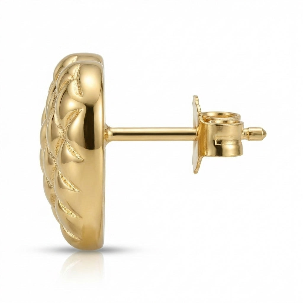 Cercei Inimioară Matlasată Oțel Inoxidabil 2.5 cm Placat Aur 18K PVD - Hipoalergenici - CM1867