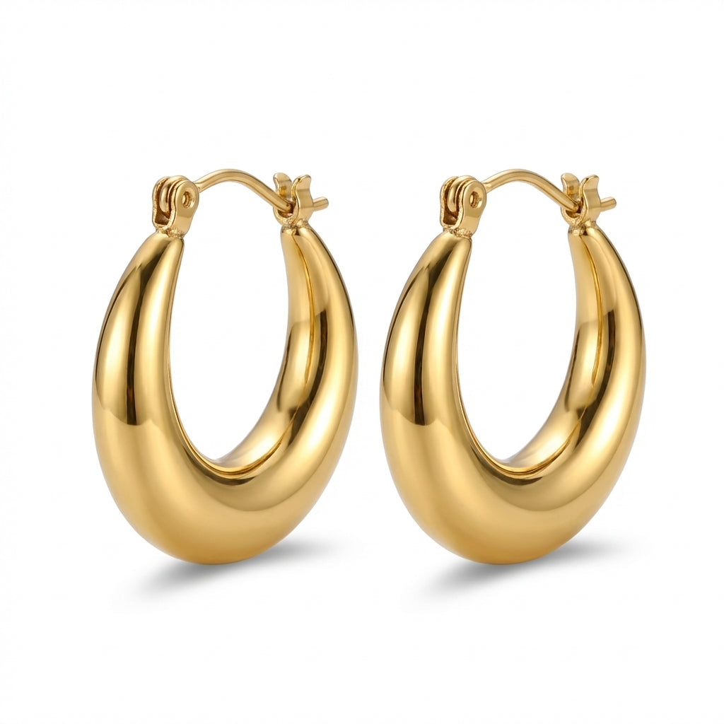 Cercei Creolă groasă bombată din Oțel Inoxidabil - Hipoalergenici