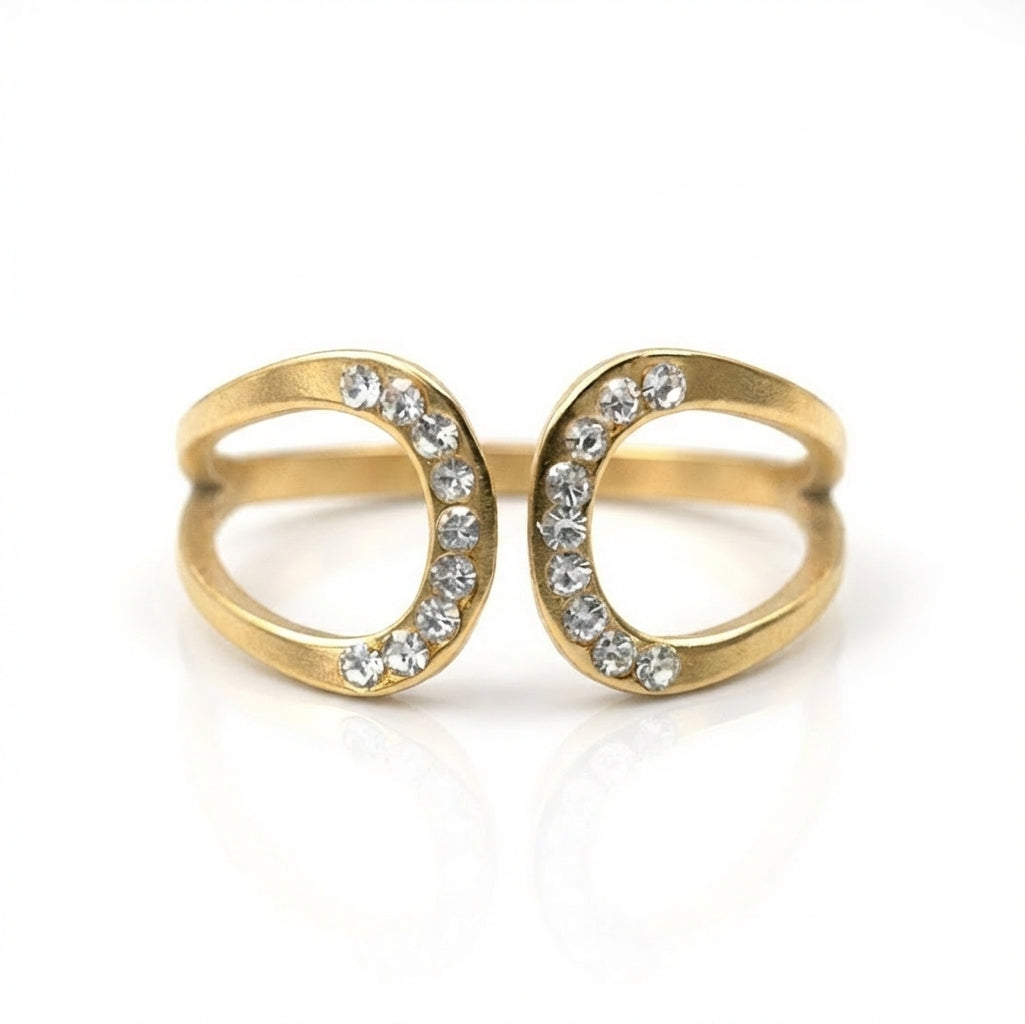 Inel Ovale, zirconiu, deschis Oțel Inoxidabil Auriu - Hipoalergenic