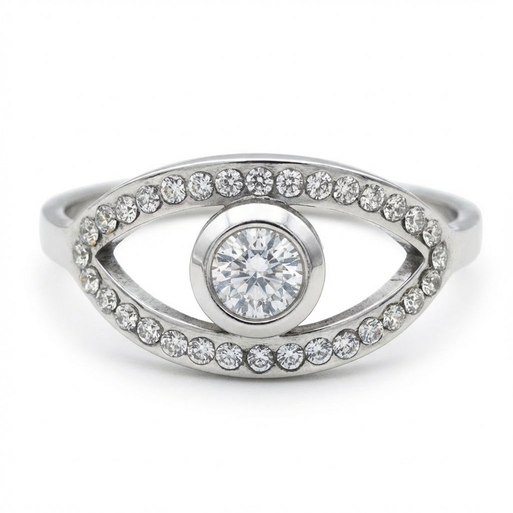 Inel Ochi zirconiu înconjurat zirconiu Oțel Inoxidabil Argintiu - Hipoalergenic