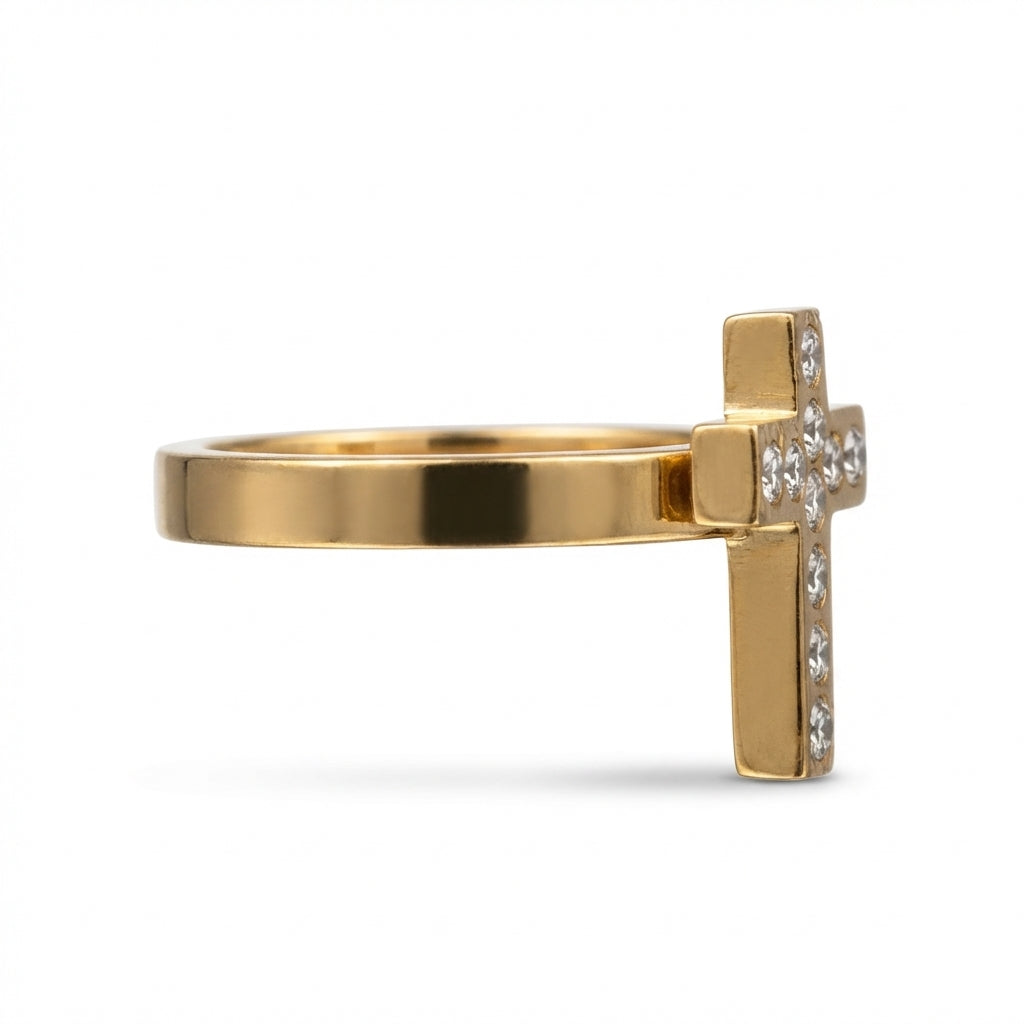 IND1453 Side Profile - Inel Cruce CZ Auriu