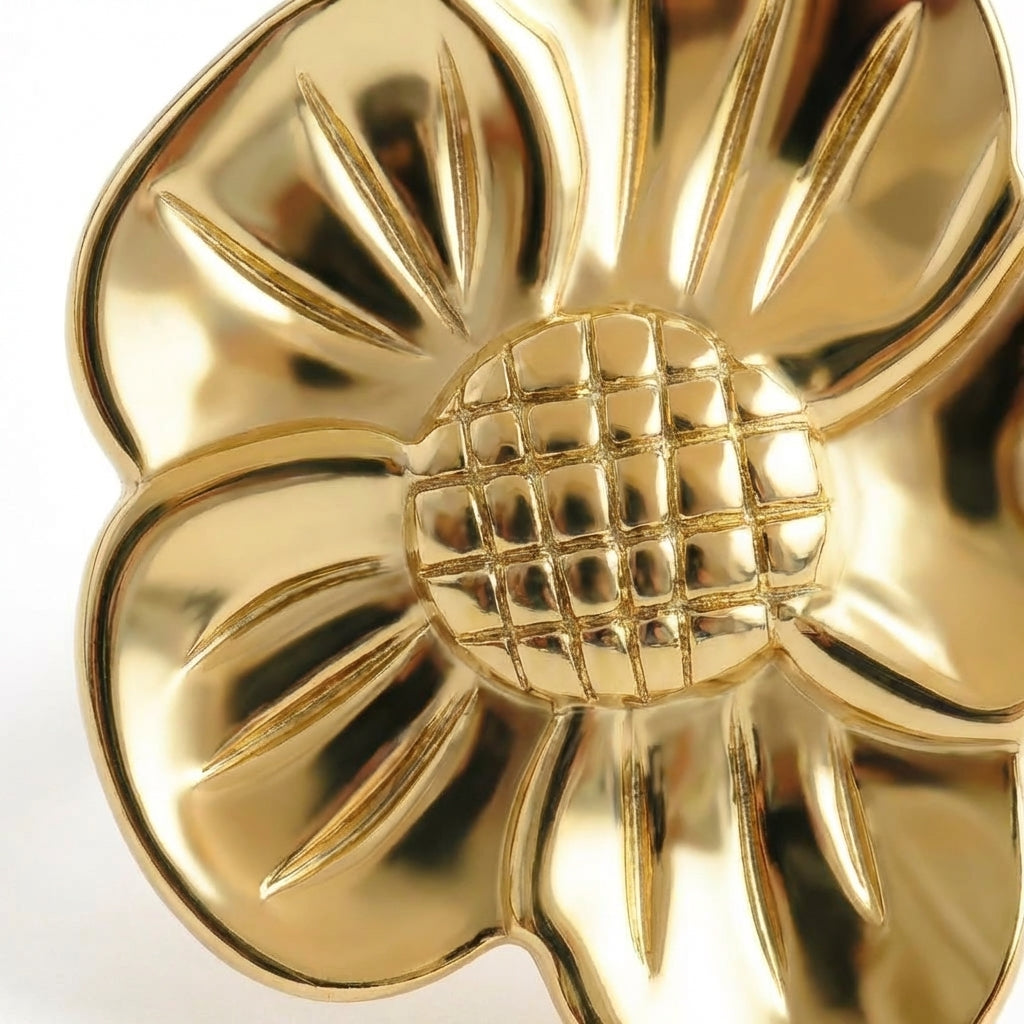 Inel Floare sculptată Oțel Inoxidabil Placat Aur 18K PVD - Hipoalergenic - IND1628
