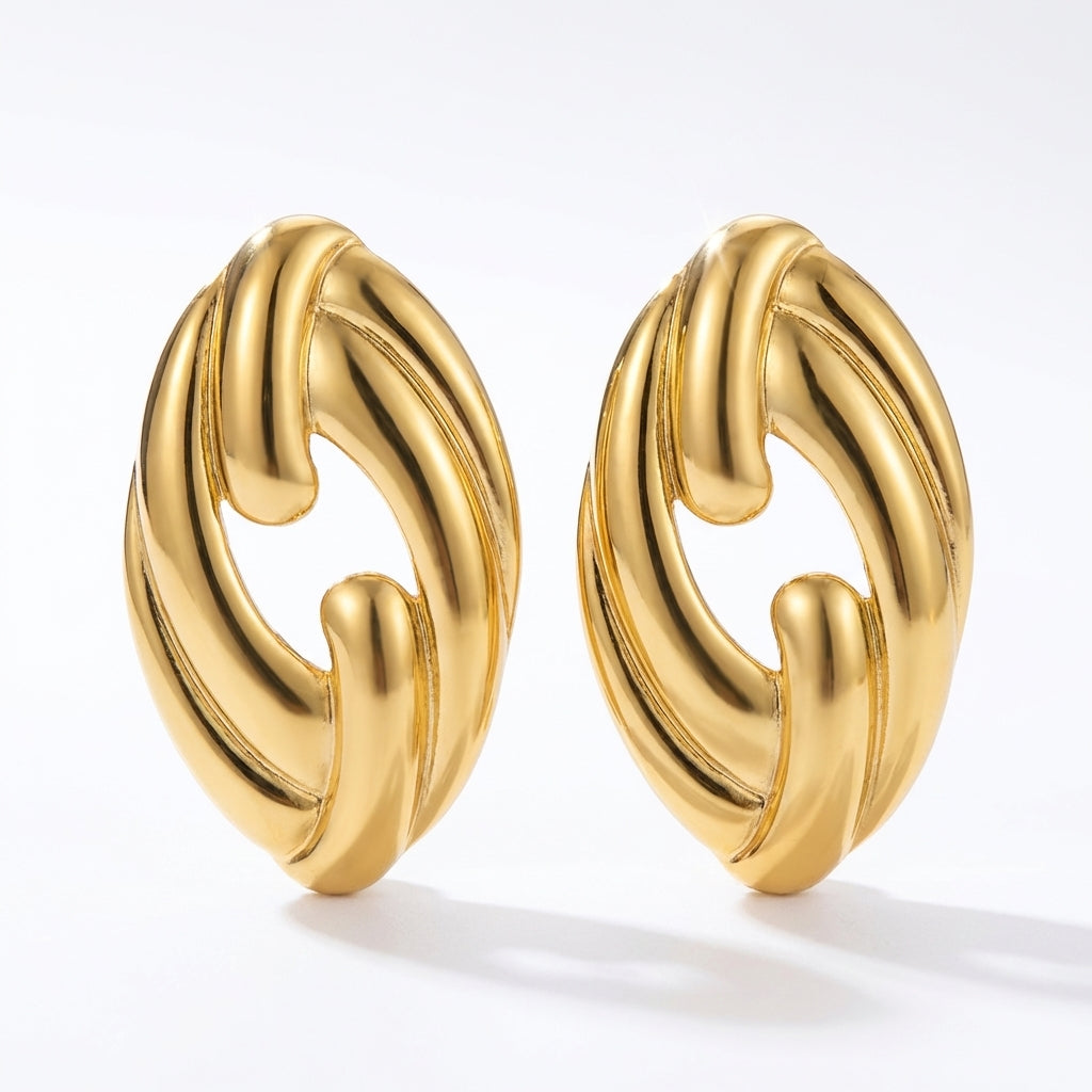 Cercei Lanț oval răsucit din Oțel Inoxidabil - Hipoalergenici