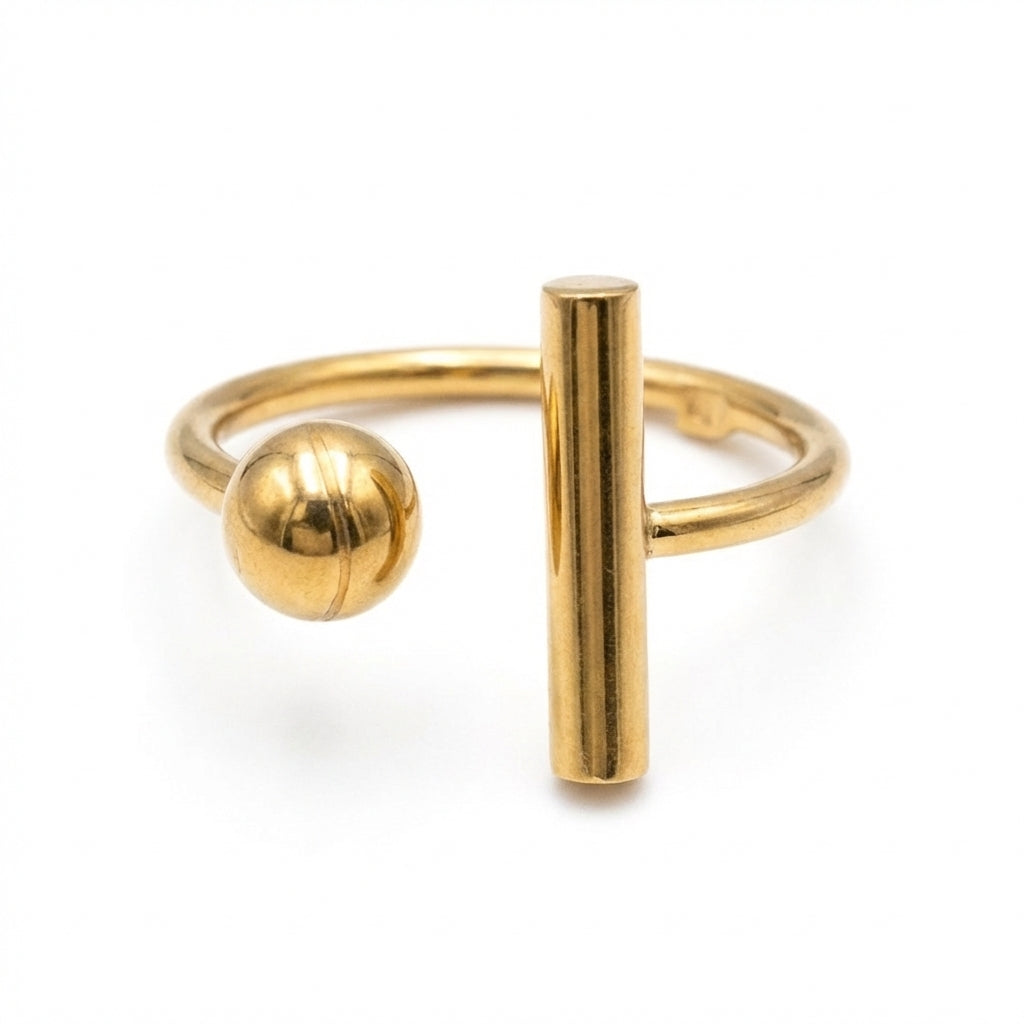 Inel Bară și sferă minimalistă Oțel Inoxidabil Auriu - Hipoalergenic