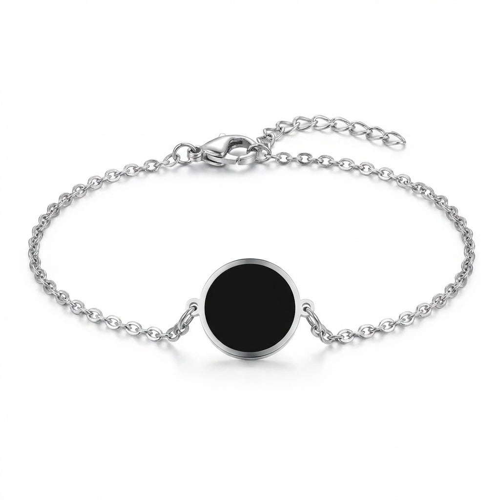 Brățară Disc Negru Oțel Inoxidabil 2mm - Hipoalergenică - BF783