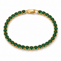 Brățară Tennis 3mm Pietre verzi geometrice Oțel Inoxidabil 18 cm Placat Aur 18K PVD - BF1115 - Hipoalergenică