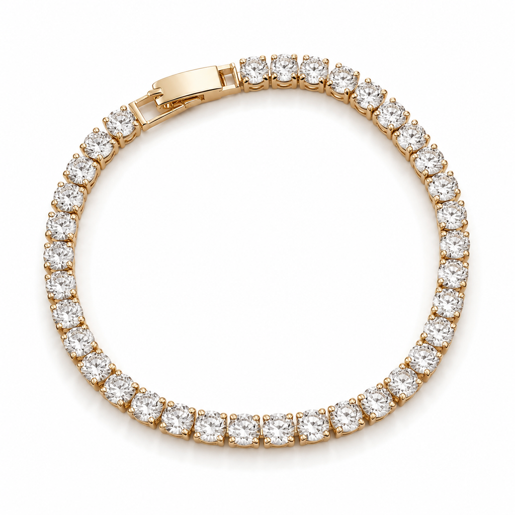 Brățară Tennis 3mm Zirconiu Oțel Inoxidabil 16.5 cm Placat Aur 18K PVD - BF1161 - Hipoalergenică