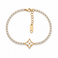 Brățară Tennis 3mm Zirconiu Oțel Inoxidabil 17 cm Placat Aur 18K PVD - BF1176 - Hipoalergenică