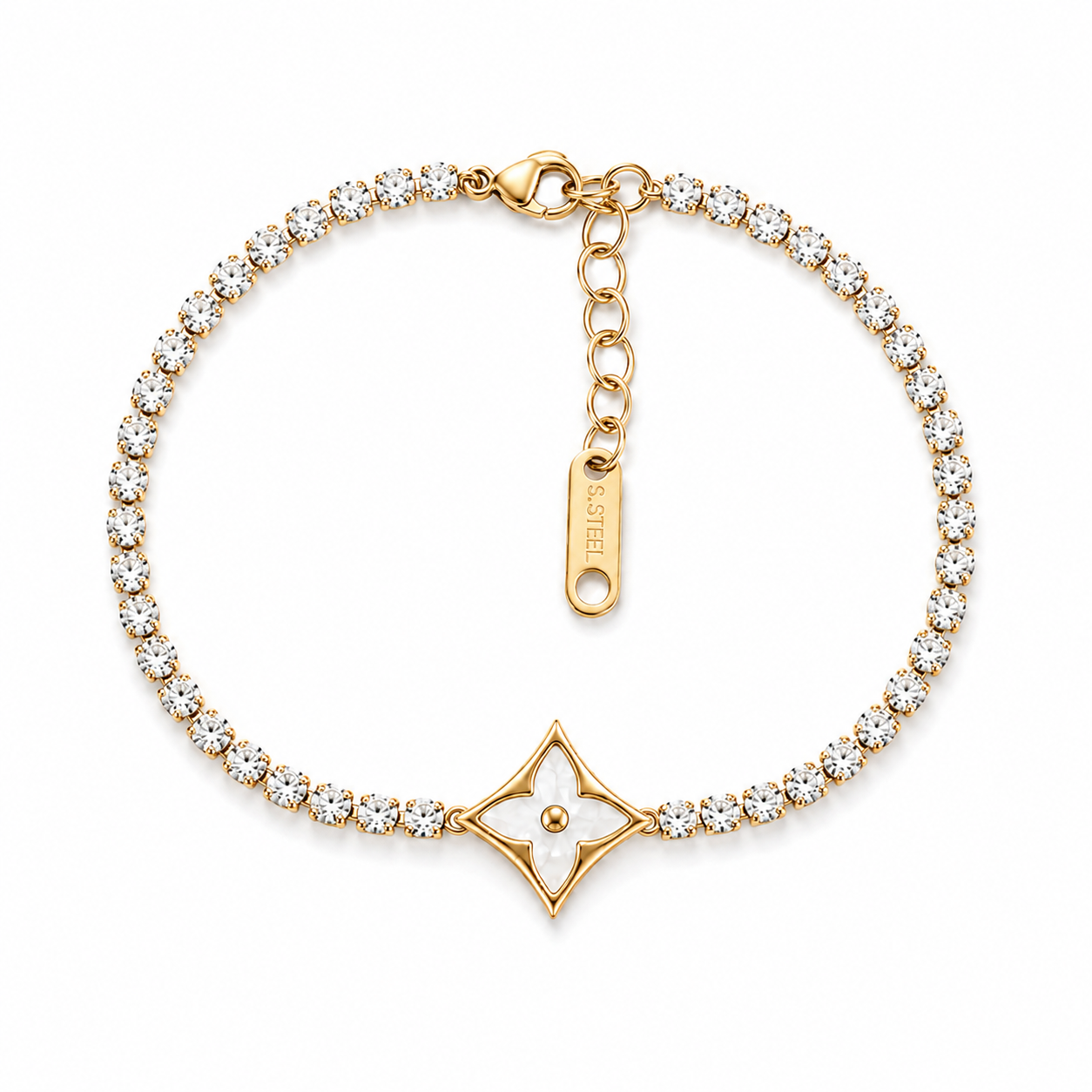 Brățară Tennis 3mm Zirconiu Oțel Inoxidabil 17 cm Placat Aur 18K PVD - BF1176 - Hipoalergenică