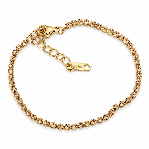 Brățară Tennis șir pietre sclipitoare Oțel Inoxidabil 2mm Placat Aur 18K PVD - Hipoalergenică - BF1178