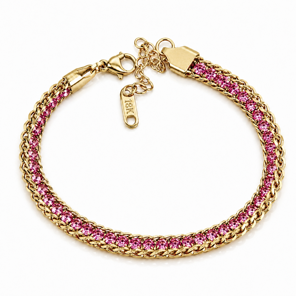Brățară Tennis 3mm Zirconiu Oțel Inoxidabil 17.5 cm Placat Aur 18K PVD - BF1180 - Hipoalergenică