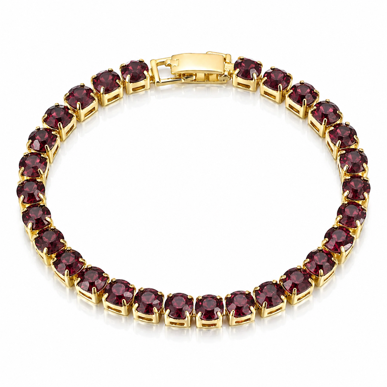 Brățară Tennis pietre rotunde Magenta Oțel Inoxidabil 4mm Placat Aur 18K PVD - Hipoalergenică - BF1186